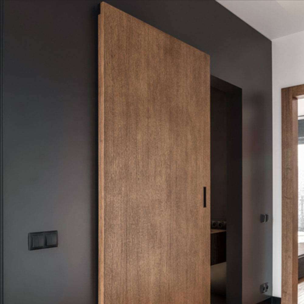 Wall Mount Concealed Sliding Door Engineered Wood Ghost Door With Rail System